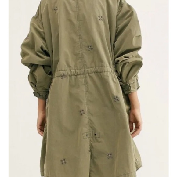 Free People Wildflower Parka Floral Embroidered Petals Velvet Drawstring Zip - Picture 4 of 7